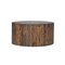 Saltoro Sherpi 36 Inch Round Drum Coffee Table, Classic Plank Design, Rustic Brown Wood-